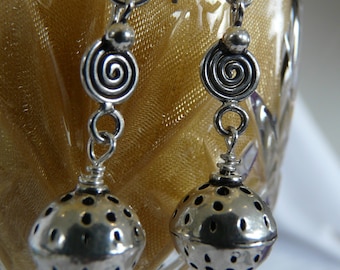 Long dangly silver earrings