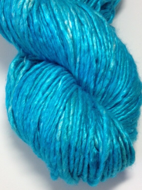 Items similar to REewe, Reclaimed 100 Silk Yarn, Hand Dyed, The Blue