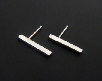 Bar Stud Earrings, Sterling Silver Earrings, Studs, Jewelry, Gift