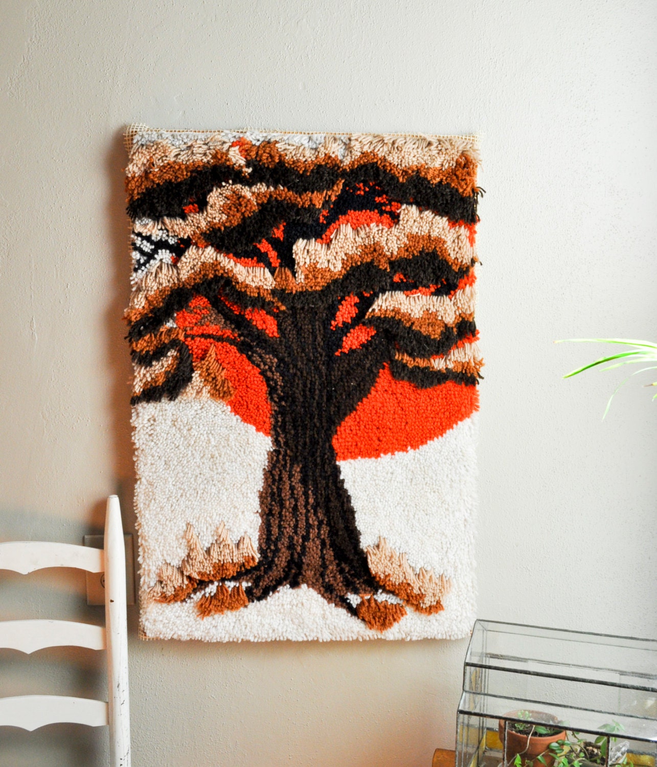 Vintage Huge Latch Hook Rug Wall Hanging Tapestry by drowsySwords