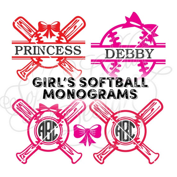 Download Girl's Softball Monograms SVG DXF digital download file