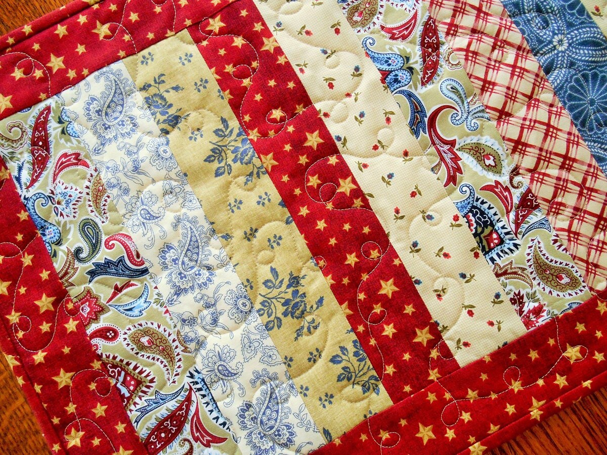 Items similar to Americana Quilted Table Runner - Western ...