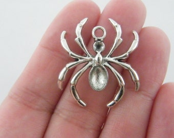 4 Spider charms antique silver tone HC138
