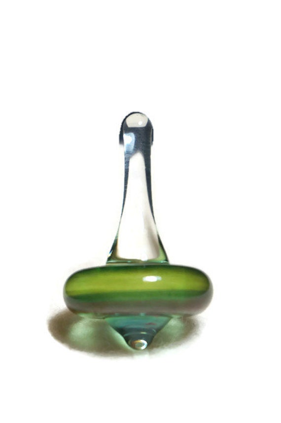Glass Spinning Top Glacier/Green by cascadiaglassworks on Etsy