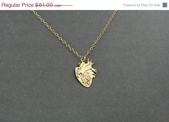 30% OFF anatomical heart necklace heart by BonnyRabbitBoutique