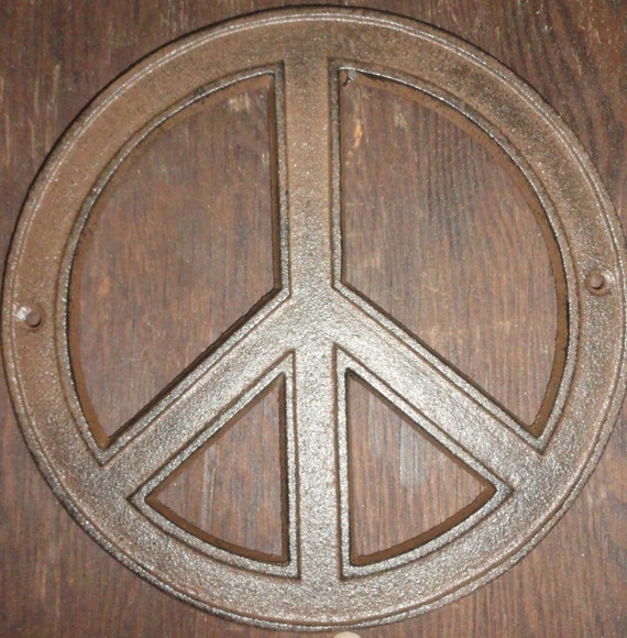 Peace Cast peace 60's Hippy sign Iron Sign. style rustic  Rustic