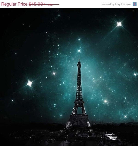 CIJ SALE Paris Wall Decor Dark Blue Eiffel Tower Print by Raceytay