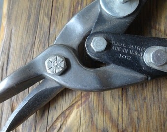 Vintage TIN SNIPS Bluebird USA Made Tool