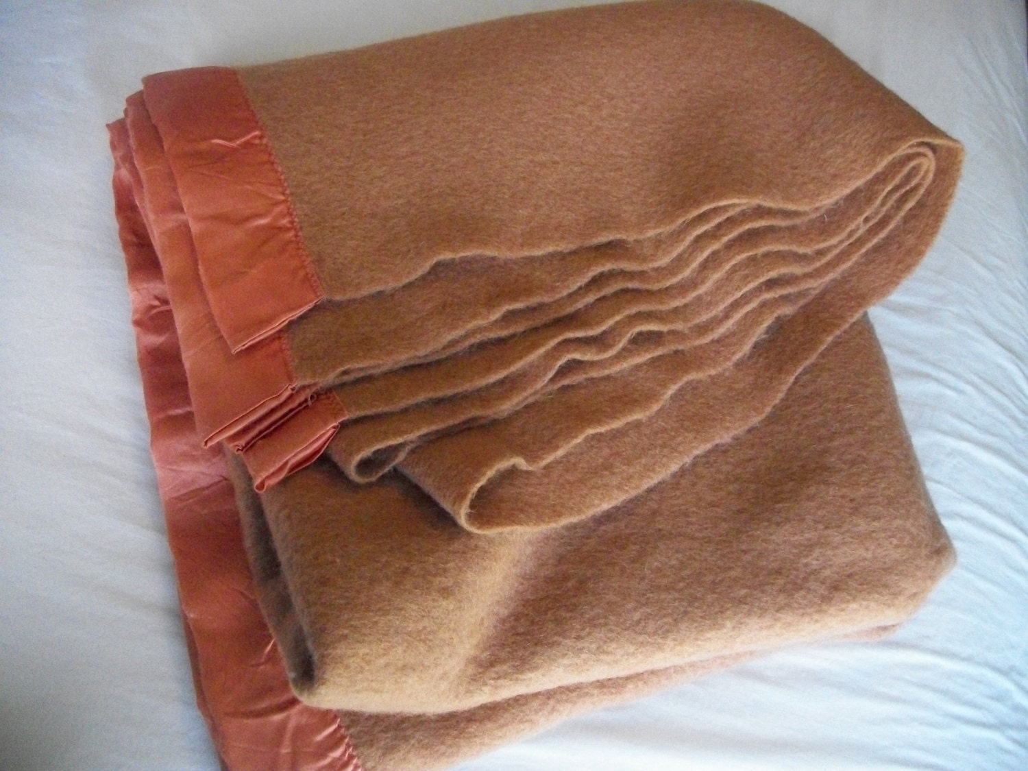 Vintage Wool Blanket Heavy Weight Brown