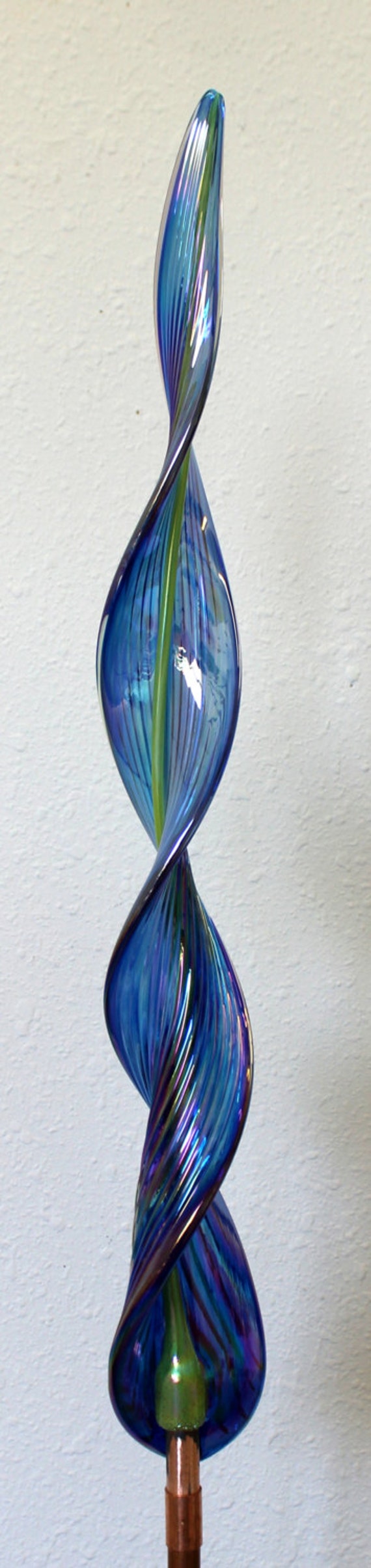 Hand Blown Glass Garden Art Outdoor Sculpture Decor COBALT