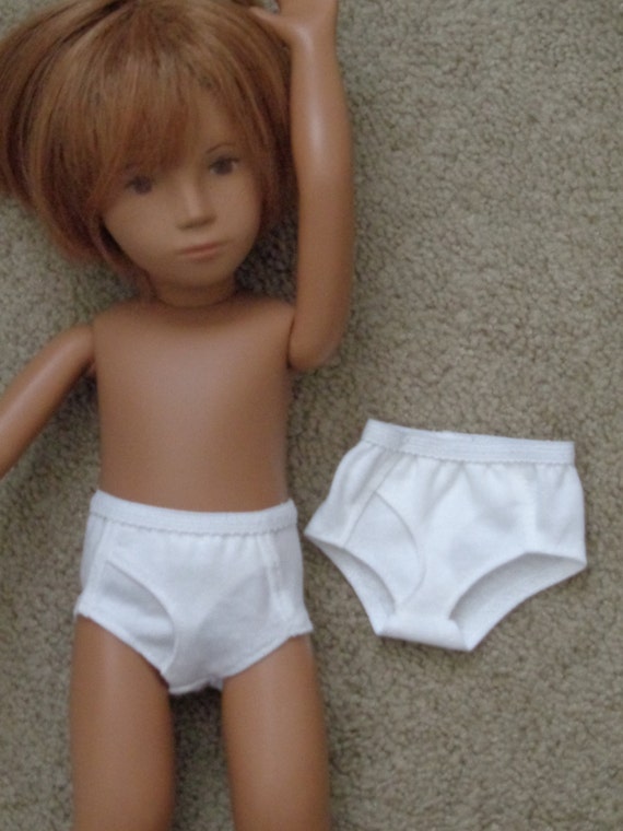 Two White Knit Boy Briefs Underwear for Sasha Gregor Doll
