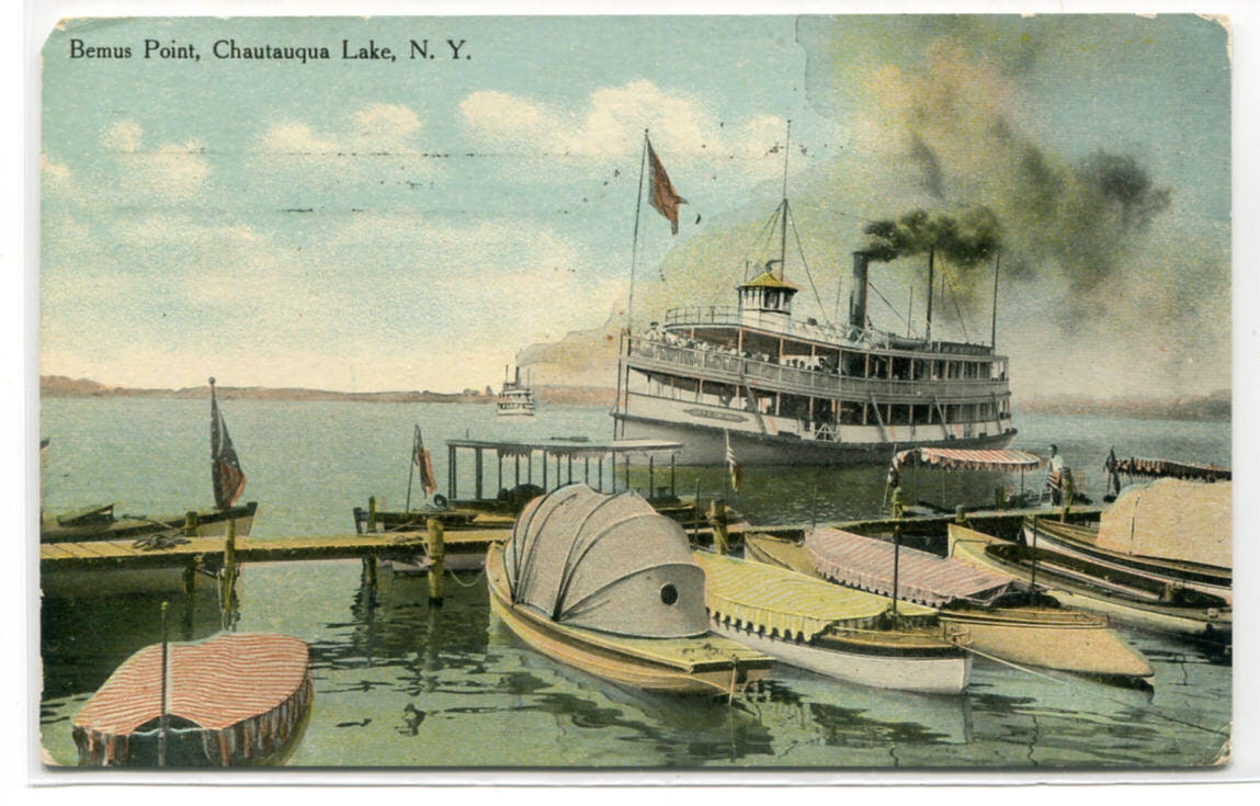 Steamer Dock Bemus Point Chautauqua Lake New York postcard