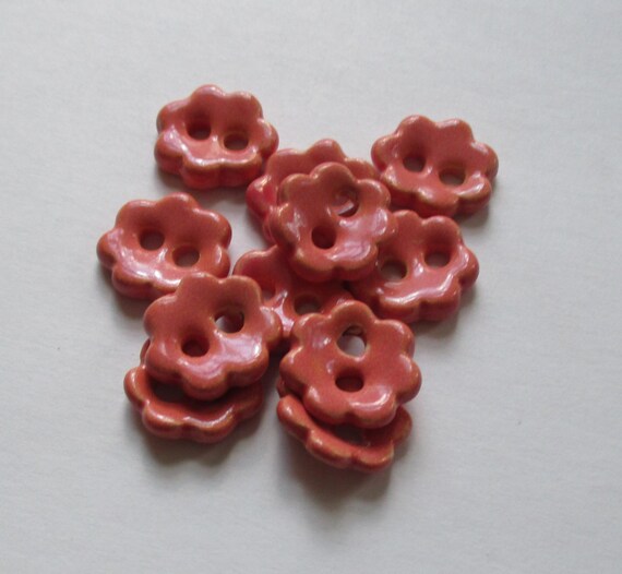 Pink Flower Ceramic Buttons by buttonalia on Etsy