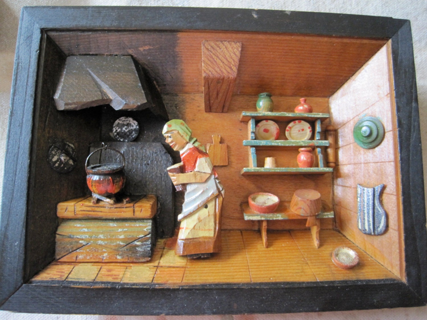 Vintage Diorama European Folk Art