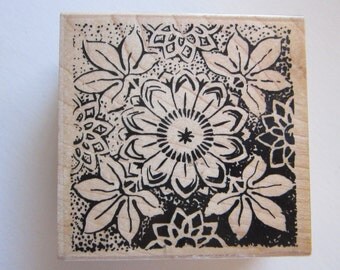 rubber stamp - FLORAL TILE - Stampendous 1476 - rubber stamp destash