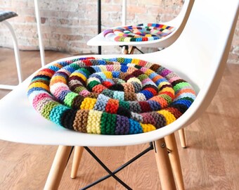 Chair Pad Cushion - Knitted Rocking Chair Pad - Comfy Chair Cushion - Eames Chair Pad