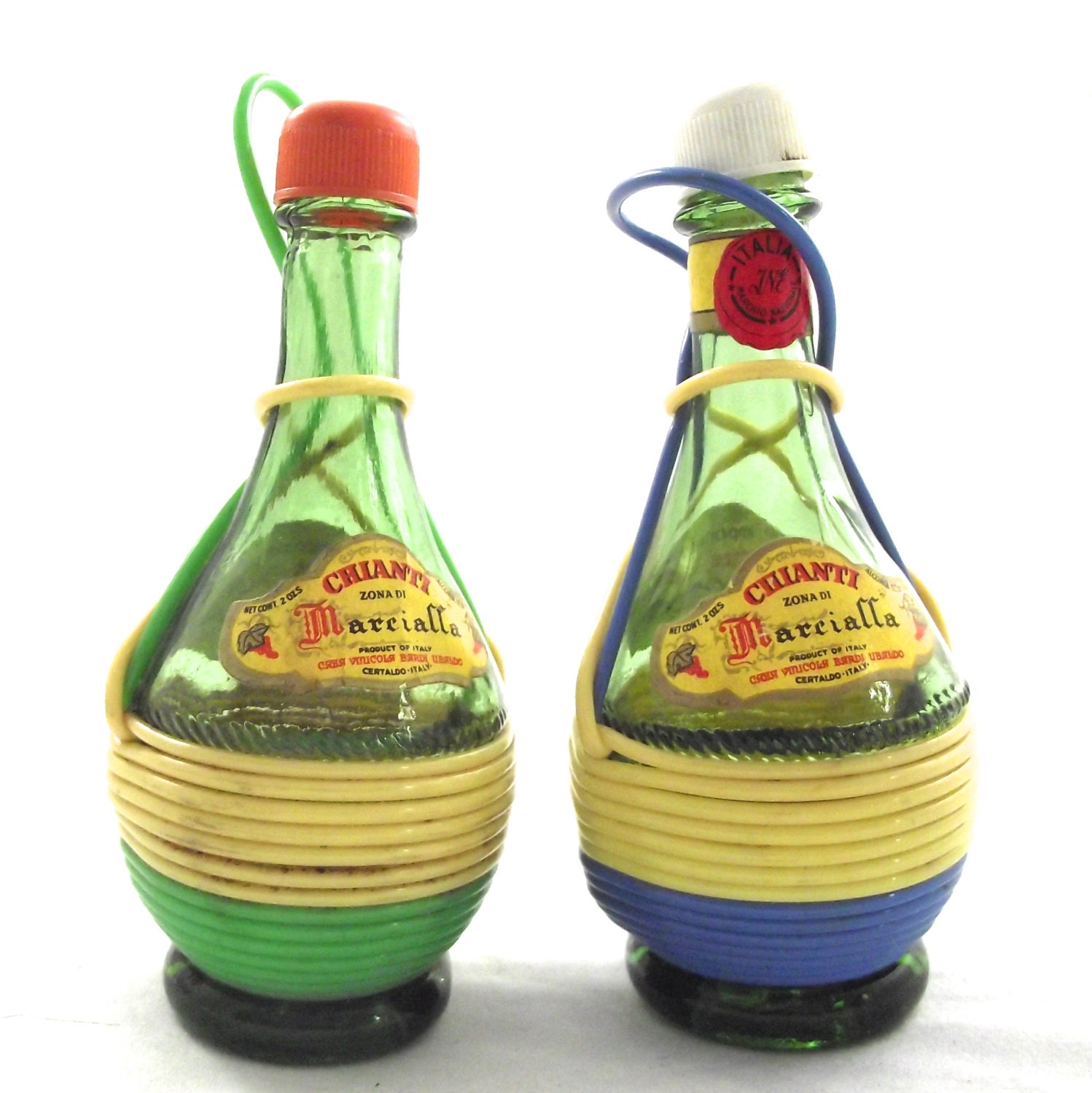 Wine Bottle Salt and Pepper Shakers Vintage Mini Italian