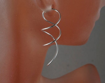 SILVER SPIRAL Earrings . Coil Earrings . Twist Earrings. Minimal Modern Simple Contemporary Jewellery nickel free No.00E172