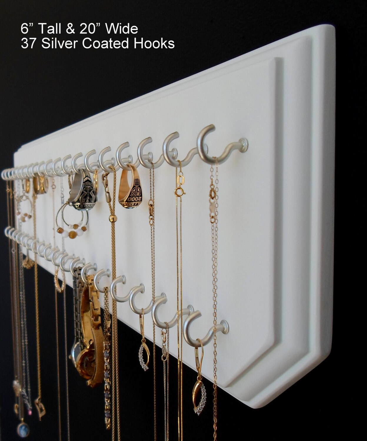 6x20White 37Silver Necklace Holder Jewelry by eznecklaceholder