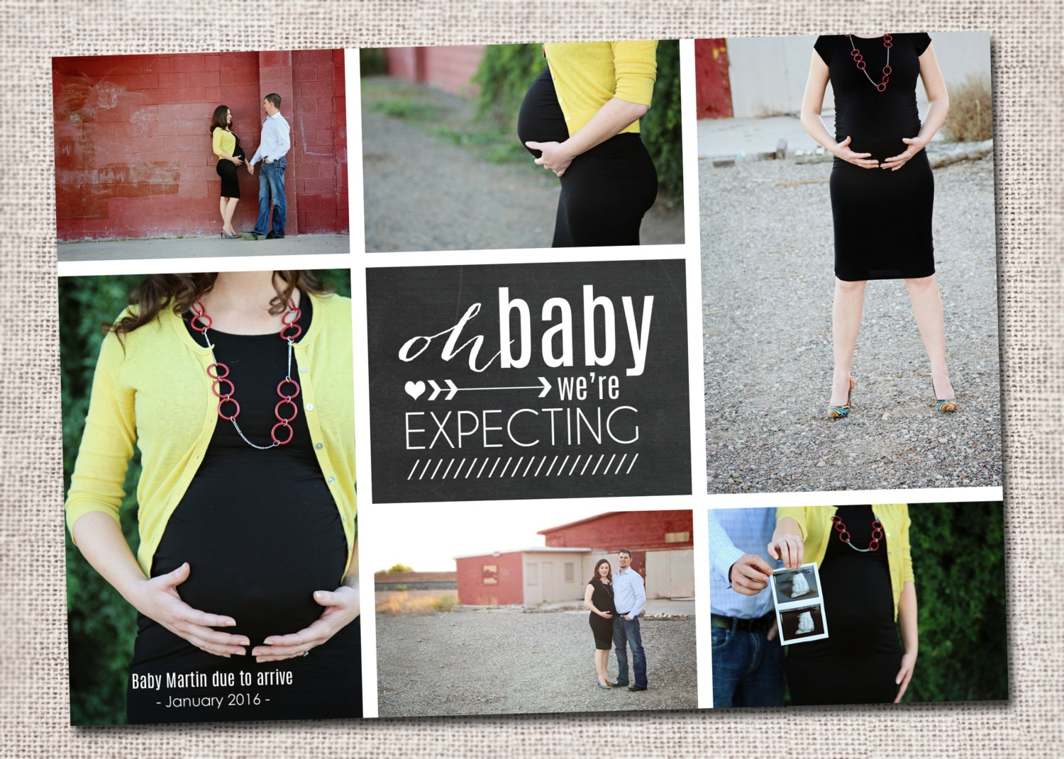 Pregnancy announcement collage