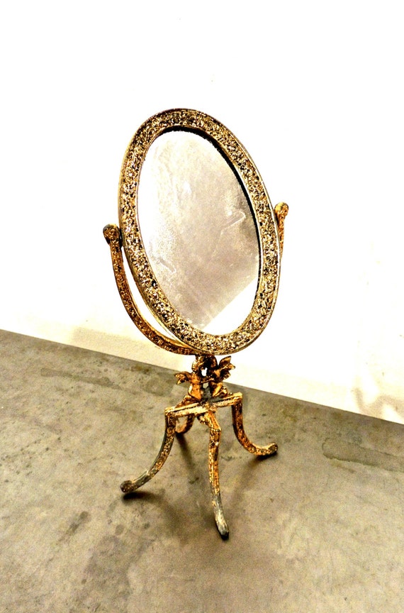 vintage standing vanity mirror 1950s hollywood regency by ...