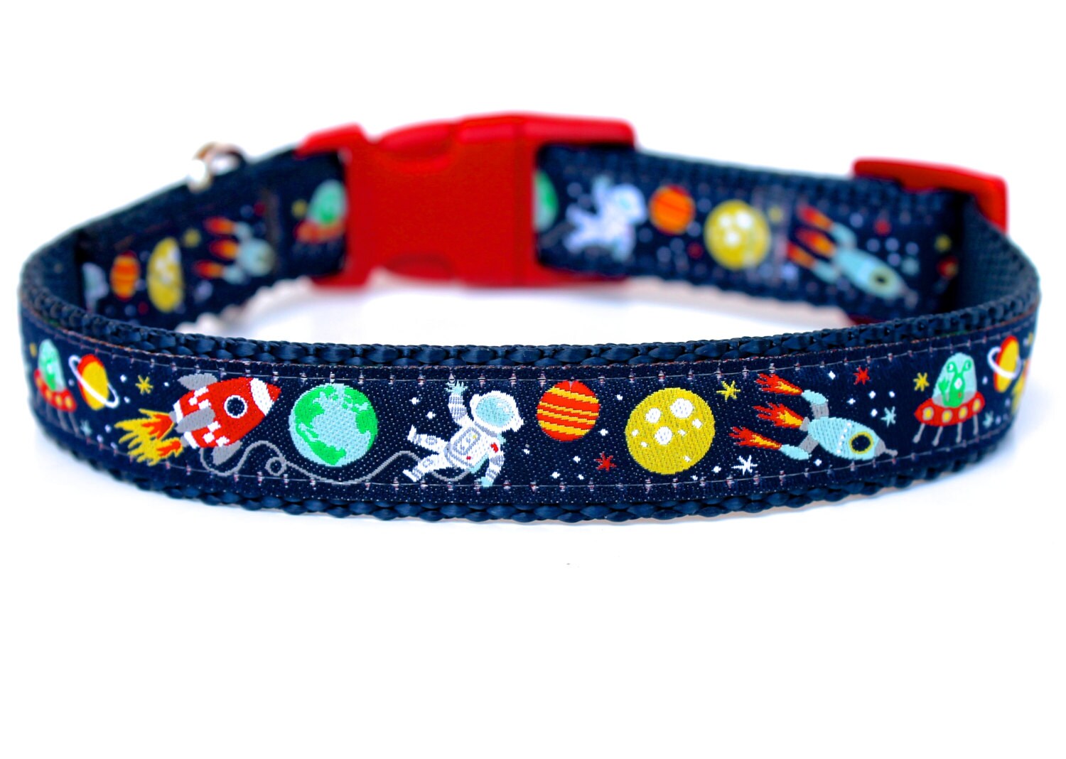Space Adventures Dog Collar Rocket Astronaut Pet Collar