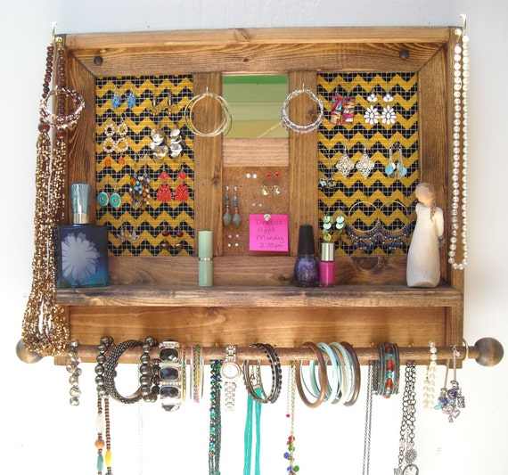 Jewelry Organizer with Mirror Jewelry Organizer by RusticSprings