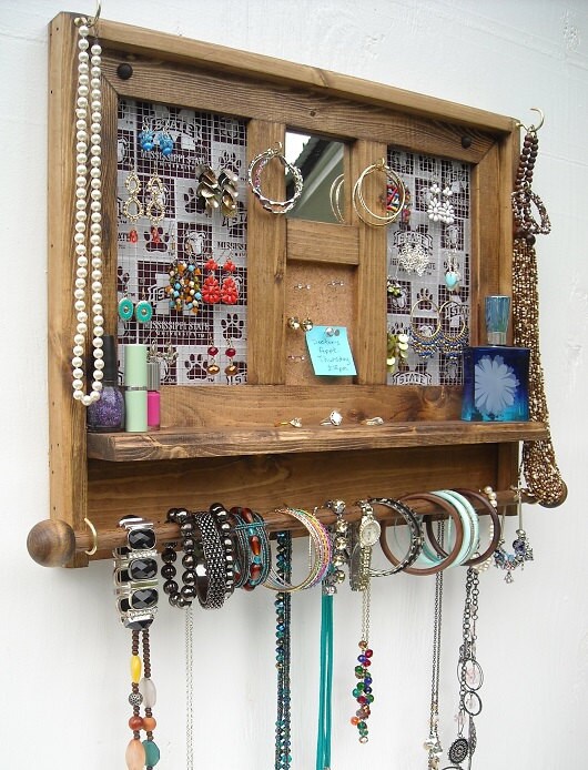 Collegiate Jewelry Organizer with Mirror Jewelry Organizer