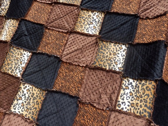 Leopard Rag Quilt Animal Print Quilt in by KristinsCountryHome