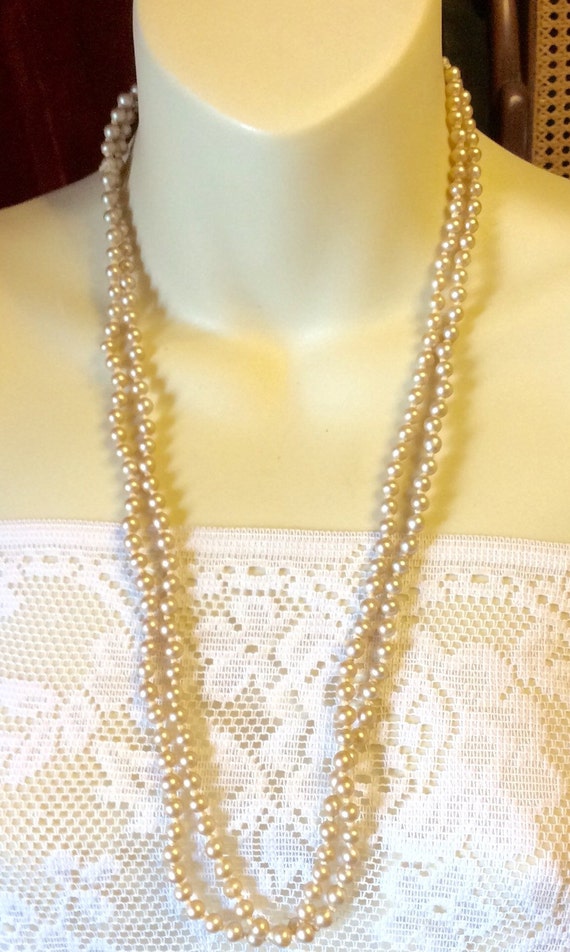 Vintage 1950's 54 inches double knot rope pearl by jewelry715
