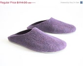 Mega SALE 25% OFF Womens Felted Wool Slippers - Purple Blackberry Acai - Contrast Color Rubber Sole - Winter Fall Fashion - Womens House Sho