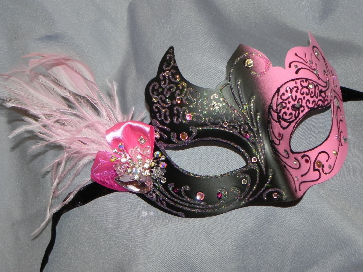 Masquerade Mask in Light Pink and Black with by TheCraftyChemist07