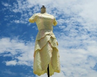 1960s Yellow Scalloped Party Dress / Mad Men Dress