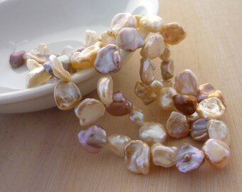 Top drilled multi color keshi pearls 8-10mm 1/2 strand