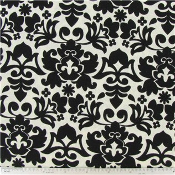 Items similar to Classic Black & White Damask Fabric Sold per half Yard for Quilting, Crafting