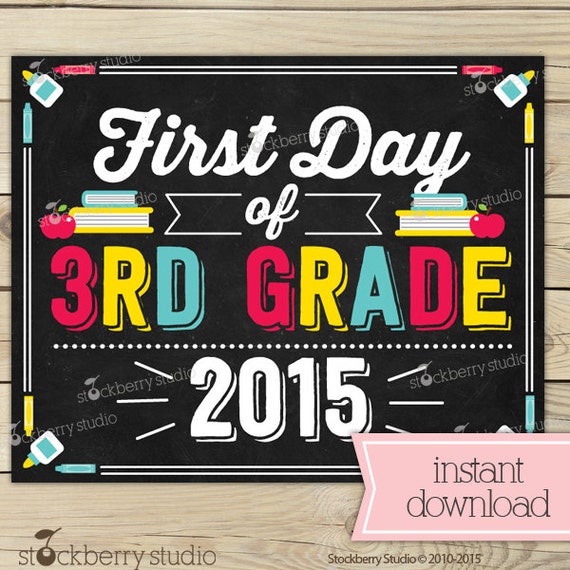 First Day of 3rd Grade Sign - 1st Day of School Printable - First Day ...