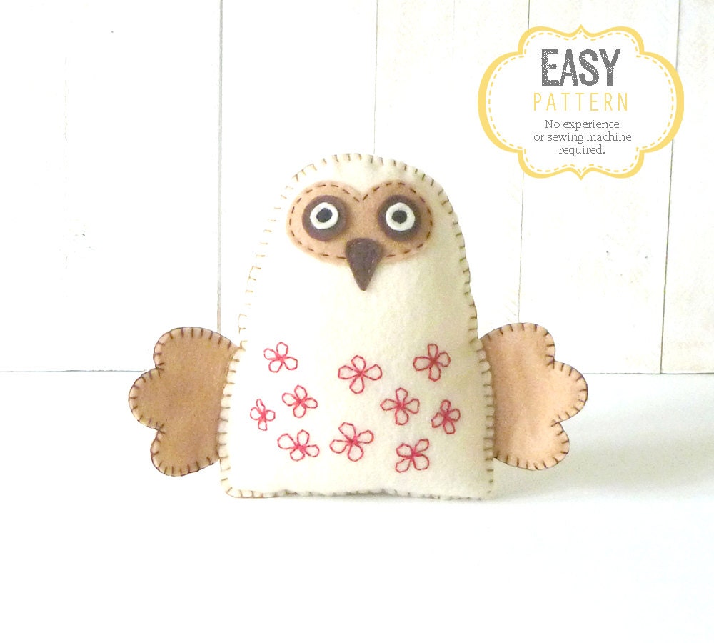 Felt Owl Pattern Stuffed Owl Sewing Pattern Woodland Owl