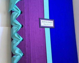 Custom Wedding Photo Album - Personalized Photo Album - Purple, Royal Blue and Mint (Custom Colors Available)
