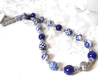 delft necklace delft blue jewelry Delft blue necklace blue and white necklace delft blue necklace