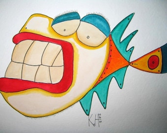 Fish Watercolor J4, Original Watercolor Painting, by Fig Jam Studio