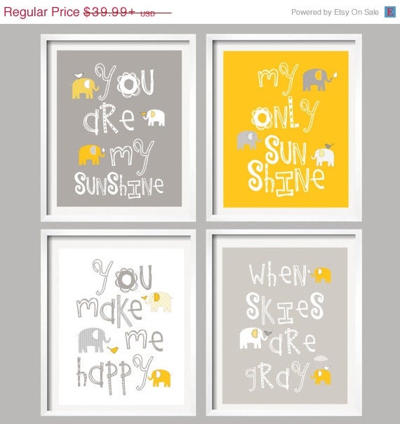 ON SALE You Are My Sunshine Kids Wall Art Mustard by YassisPlace