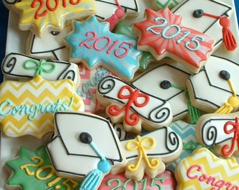 Graduation cookies - 1 dozen graduation cookies - Decorated cookie favors