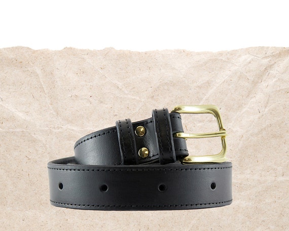 Black leather belt standard belt normal width by sarahvanoosterom