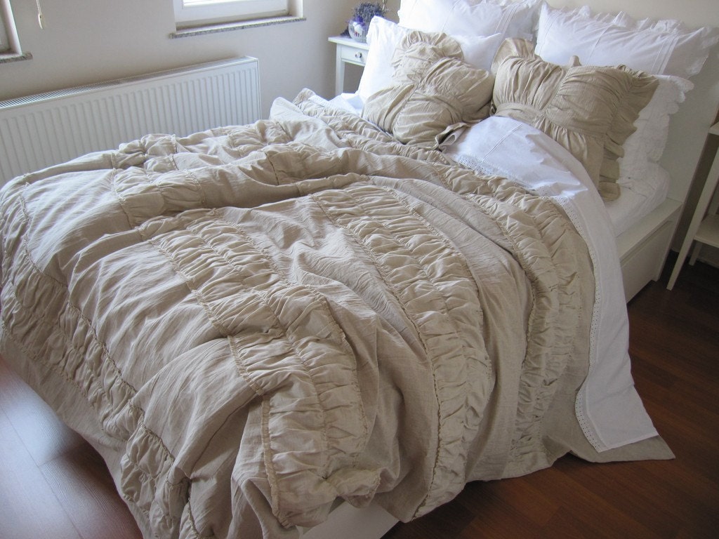 Ruched beddingShabby cottage chic Duvet cover Full Queen