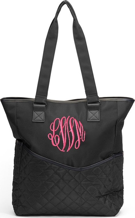 Personalized Black monograml Tote Bag Monogram by ladylinenco