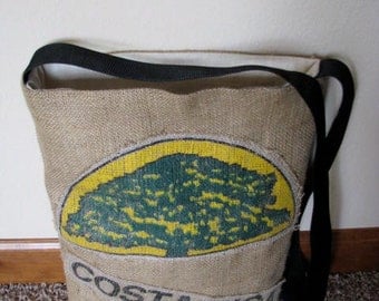 Recycled Burlap Coffee Bag Tote - Costa Rica