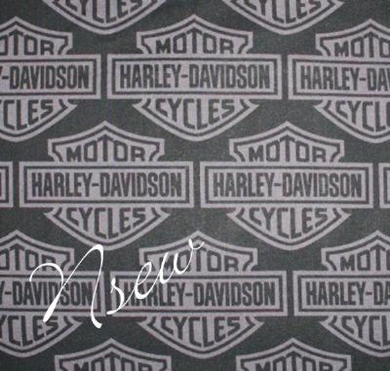  HARLEY  DAVIDSON  Motorcycle Fabric  SILVER Logo  on Black