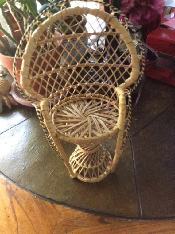 Doll furniture wicker doll tall chair multi colored wicker