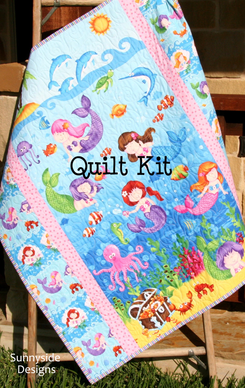Little Mermaids Quilt Kit Girl Northcott Fabrics Panel Quick