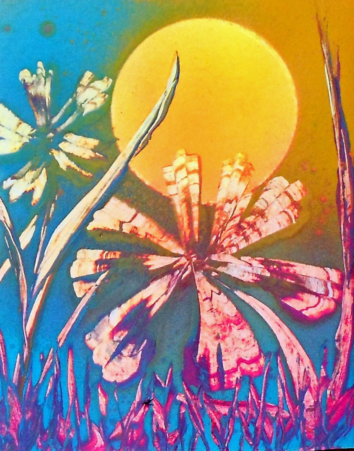 Spray Paint Art Mini 5.5x 7 Flowers Landscape